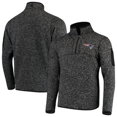 New England Patriots Antigua Fortune Quarter-Zip Pullover Jacket Heather Black | NFL