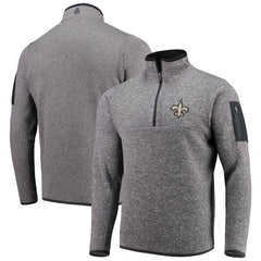 New Orleans Saints Antigua Fortune Quarter-Zip Pullover Jacket Charcoal | NFL