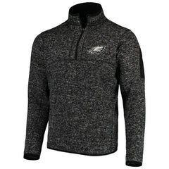 Philadelphia Eagles Antigua Fortune Quarter-Zip Pullover Jacket Heather Black | NFL