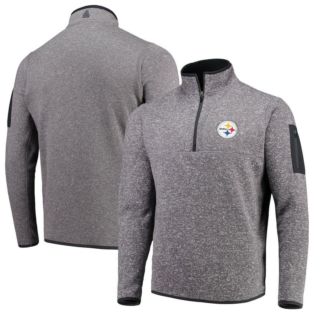 Pittsburgh Steelers Antigua Fortune Quarter-Zip Pullover Jacket Charcoal | NFL