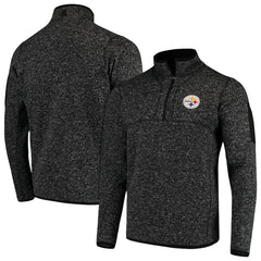 Pittsburgh Steelers Antigua Fortune Quarter-Zip Pullover Jacket Heather Black | NFL