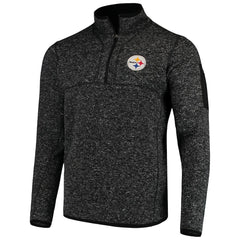 Pittsburgh Steelers Antigua Fortune Quarter-Zip Pullover Jacket Heather Black | NFL