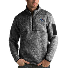 Tennessee Titans Antigua Fortune Quarter-Zip Pullover Jacket Heather Black | NFL