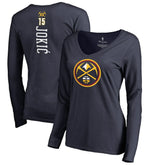 Nikola Jokic Denver Nuggets Women's Team Backer Name & Number Long Sleeve V-Neck T-Shirt Navy - NBA