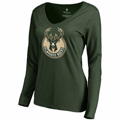 Giannis Antetokounmpo Milwaukee Bucks Women's Team Backer Name & Number Long Sleeve V-Neck T-Shirt Hunter Green - NBA
