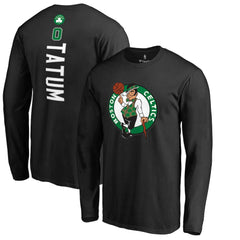 Jayson Tatum Boston Celtics Team Backer Name & Number Long Sleeve T-Shirt Black - NBA