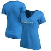 Los Angeles Chargers Women's Multi Color Vintage Logo V-Neck T-Shirt Powder Blue | NFL