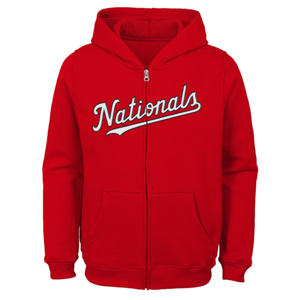 Washington Nationals Youth Team Color Wordmark Full-Zip Hoodie - MLB