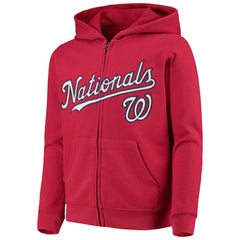 Washington Nationals Youth Team Color Wordmark Full-Zip Hoodie - MLB