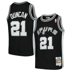 Tim Duncan San Antonio Spurs Youth Swingman Throwback Jersey Black - NBA