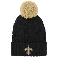 New Orleans Saints Girls Youth Team Cable Cuffed Knit Hat with Pom Black | NFL