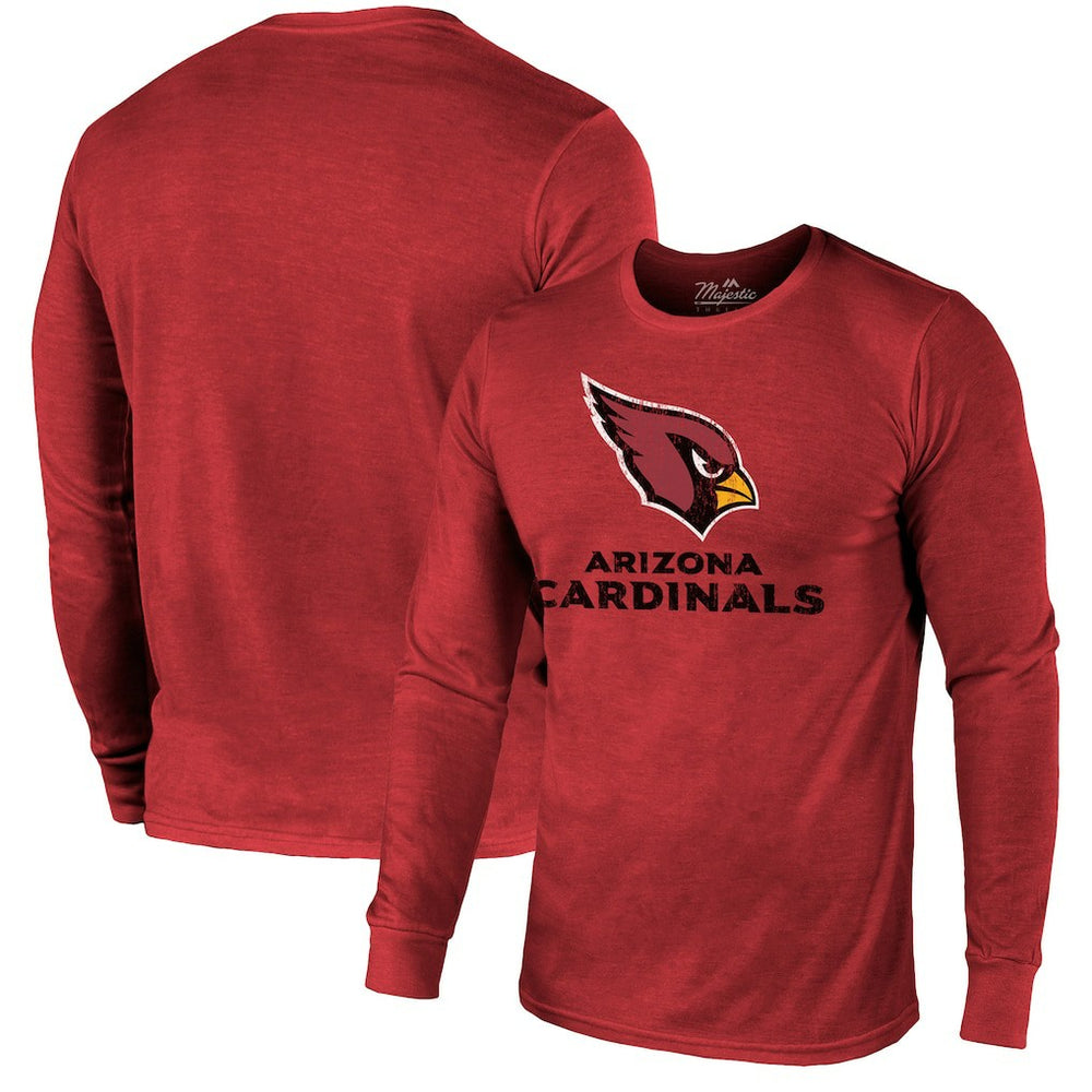Arizona Cardinals Majestic Threads Lockup Tri-Blend Long Sleeve T-Shirt Cardinal | NFL