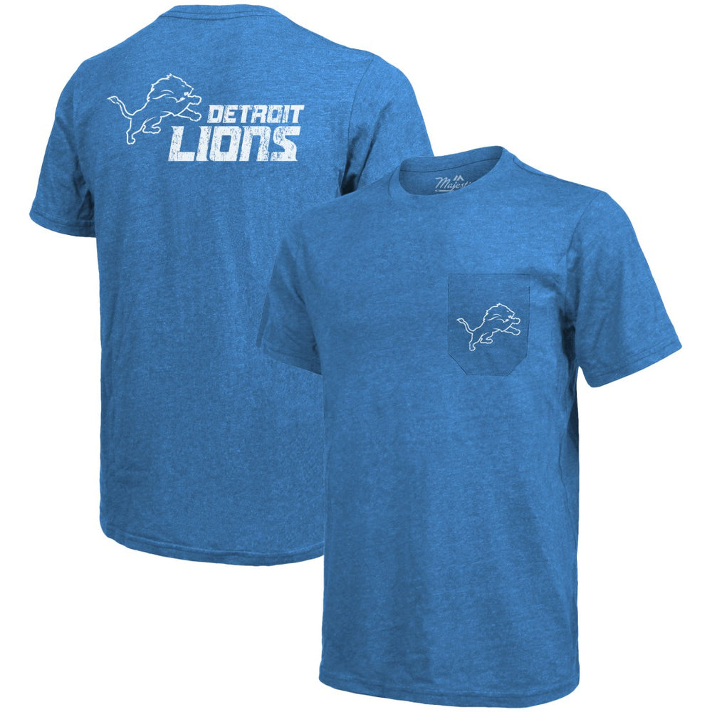 Detroit Lions Majestic Threads Tri-Blend Pocket T-Shirt Blue | NFL