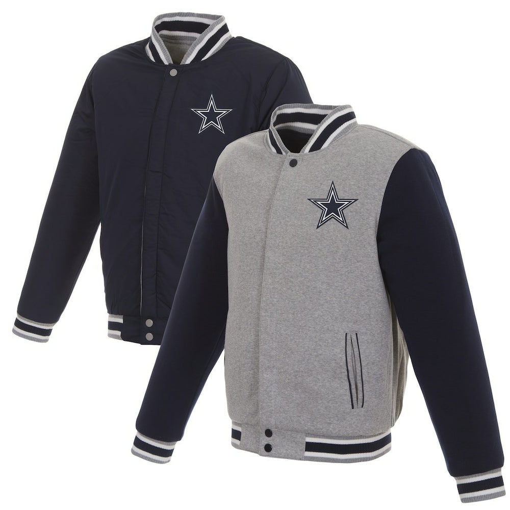 Dallas Cowboys JH Design Reversible Two Tone Fleece Jacket Gray/Navy | NFL
