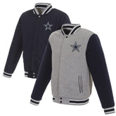 Dallas Cowboys JH Design Reversible Two Tone Fleece Jacket Gray/Navy | NFL
