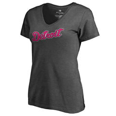 Detroit Tigers Women's Pink Wordmark V-Neck T-Shirt - MLB