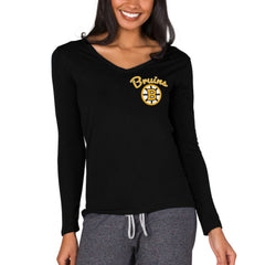 Boston Bruins Concepts Sport Women's Marathon Knit Long Sleeve V-Neck Top - Black - NHL