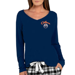 Edmonton Oilers Concepts Sport Women's Marathon Knit Long Sleeve V-Neck Top - Navy - NHL