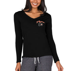 Philadelphia Flyers Concepts Sport Women's Marathon Knit Long Sleeve V-Neck Top - Black - NHL