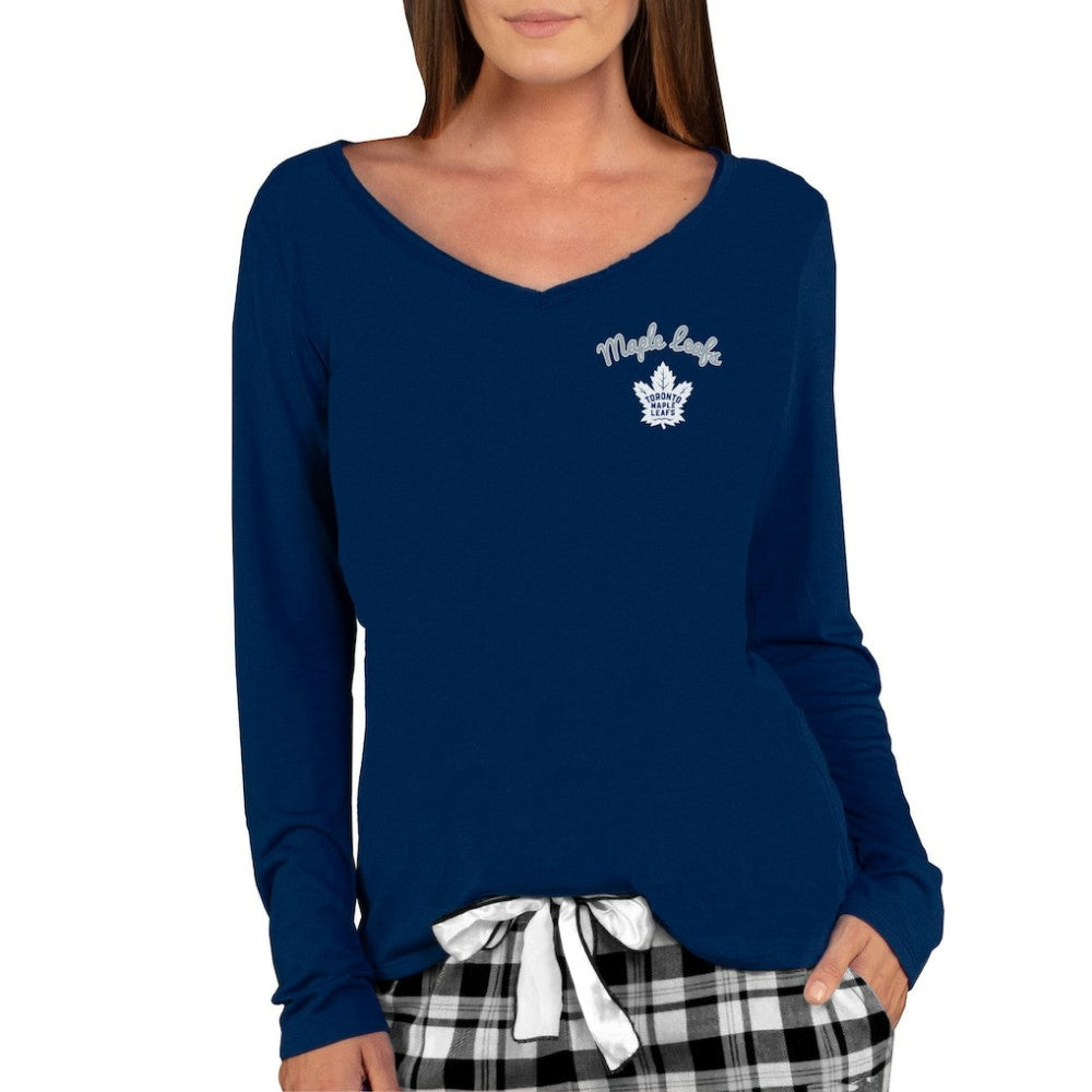 Toronto Maple Leafs Concepts Sport Women's Marathon Knit Long Sleeve V-Neck Top - Navy - NHL