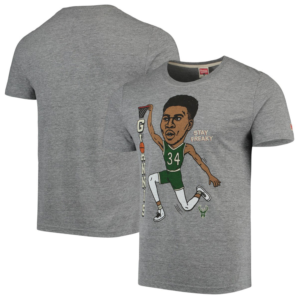 Giannis Antetokounmpo Milwaukee Bucks Player Graphic Tri-Blend T-Shirt Gray - NBA
