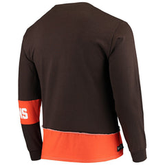 Cleveland Browns Refried Apparel Sustainable Upcycled Angle Long Sleeve T-Shirt Brown/Orange | NFL