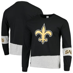 New Orleans Saints Refried Apparel Sustainable Upcycled Angle Long Sleeve T-Shirt Black/Gray | NFL