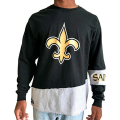 New Orleans Saints Refried Apparel Sustainable Upcycled Angle Long Sleeve T-Shirt Black/Gray | NFL
