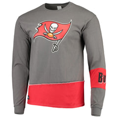 Tampa Bay Buccaneers Refried Apparel Sustainable Upcycled Angle Long Sleeve T-Shirt Pewter/Red | NFL
