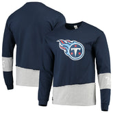 Tennessee Titans Refried Apparel Sustainable Upcycled Angle Long Sleeve T-Shirt Navy/Gray | NFL
