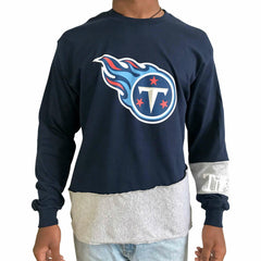 Tennessee Titans Refried Apparel Sustainable Upcycled Angle Long Sleeve T-Shirt Navy/Gray | NFL