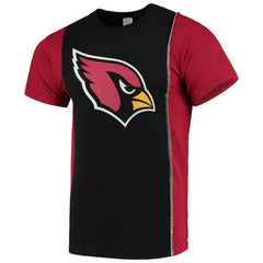 Arizona Cardinals Refried Apparel Sustainable Upcycled Split T-Shirt Black/Cardinal | NFL
