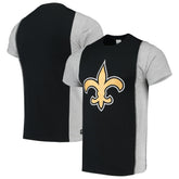 New Orleans Saints Refried Apparel Sustainable Upcycled Split T-Shirt Black/Gray | NFL