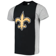 New Orleans Saints Refried Apparel Sustainable Upcycled Split T-Shirt Black/Gray | NFL