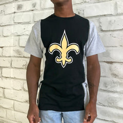 New Orleans Saints Refried Apparel Sustainable Upcycled Split T-Shirt Black/Gray | NFL