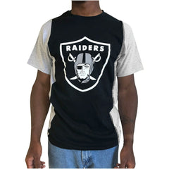 Las Vegas Raiders Refried Apparel Sustainable Upcycled Split T-Shirt Black/Silver | NFL
