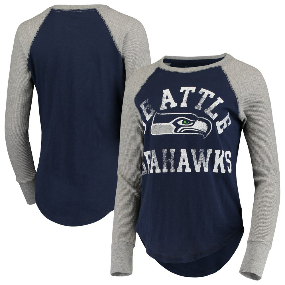 Seattle Seahawks Touch Women's Waffle Raglan Lightweight Long Sleeve T-Shirt College Navy | NFL