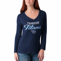 Tennessee Titans G-III 4Her by Carl Banks Women's Post Season Long Sleeve V-Neck T-Shirt Navy | NFL