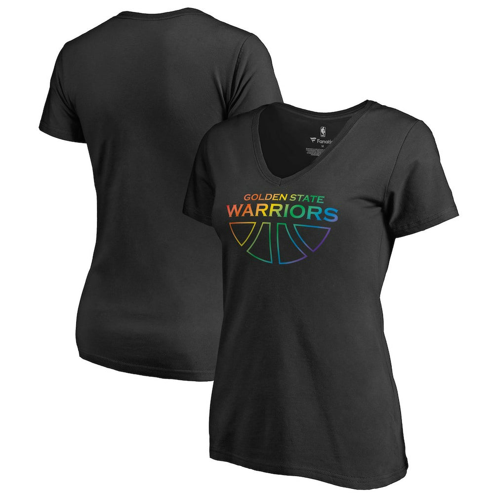 Golden State Warriors Women's Team Pride Wordmark V-Neck T-Shirt Black - NBA