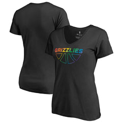 Memphis Grizzlies Women's Team Pride Wordmark V-Neck T-Shirt Black - NBA