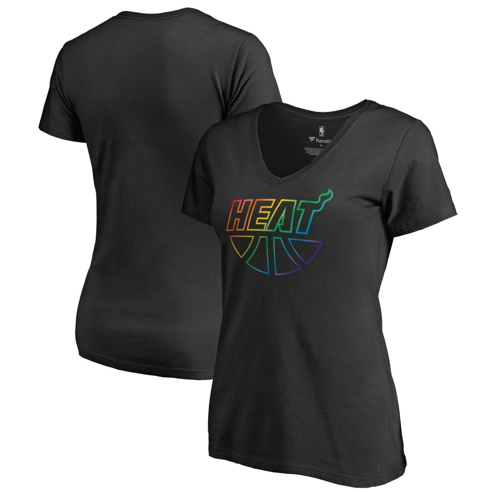 Miami Heat Women's Team Pride Wordmark V-Neck T-Shirt Black - NBA