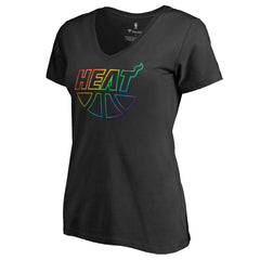 Miami Heat Women's Team Pride Wordmark V-Neck T-Shirt Black - NBA