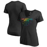 San Antonio Spurs Women's Team Pride Wordmark V-Neck T-Shirt Black - NBA