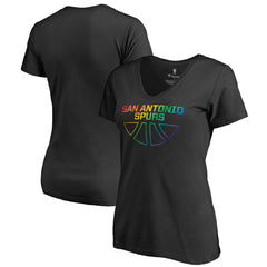 San Antonio Spurs Women's Team Pride Wordmark V-Neck T-Shirt Black - NBA