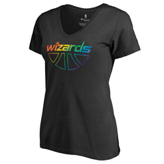 Washington Wizards Women's Team Pride Wordmark V-Neck T-Shirt Black - NBA