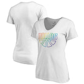 Dallas Mavericks Women's Team Pride Wordmark V-Neck T-Shirt White - NBA