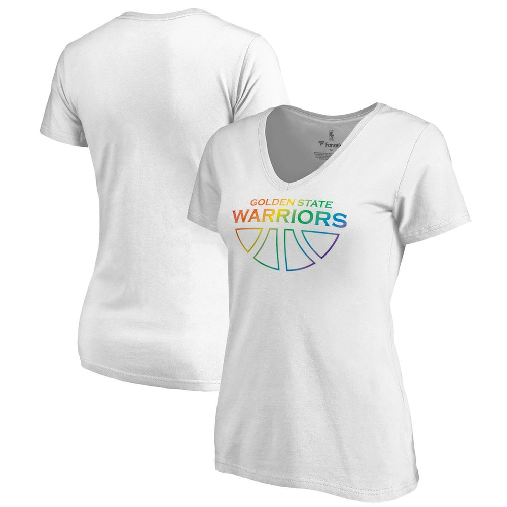 Golden State Warriors Women's Team Pride Wordmark V-Neck T-Shirt White - NBA