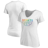 Houston Rockets Women's Team Pride Wordmark V-Neck T-Shirt White - NBA