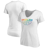 Memphis Grizzlies Women's Team Pride Wordmark V-Neck T-Shirt White - NBA