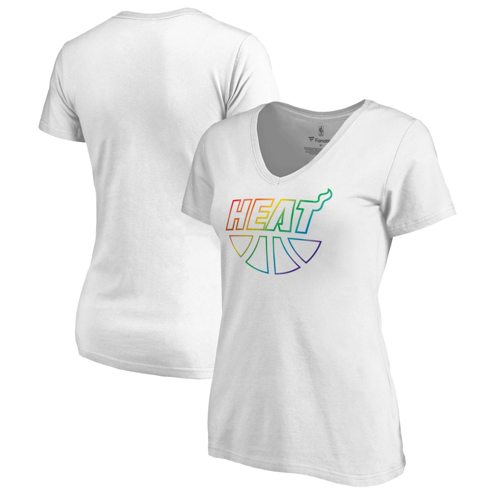 Miami Heat Women's Team Pride Wordmark V-Neck T-Shirt White - NBA